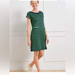 Talbots Green and Navy Mini Dress SIZE  M
